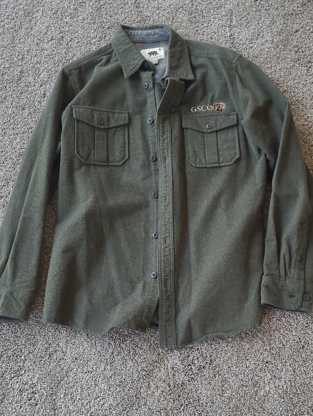GSCO Olive Green Men’s Casual Button-Down Shirt